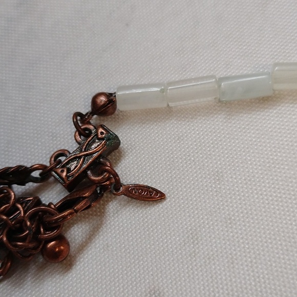 Avon Multi Strand Mother Of Pearl Bronze Pendant Necklace Boho Peasant Western - Picture 14 of 14